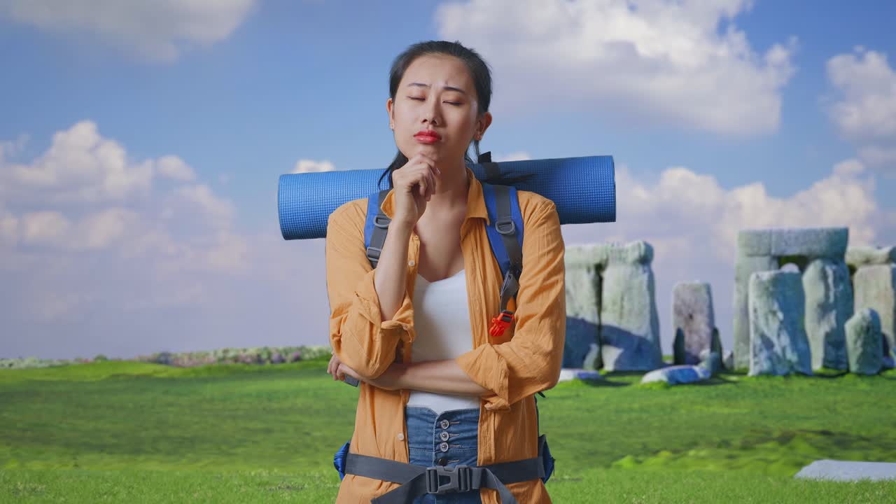 Thoughtful Traveler at Stonehenge