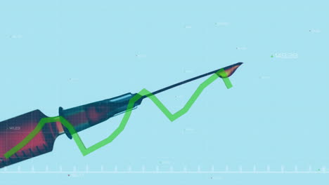 statistical data processing against syringe with needle