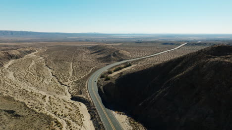 california highway 58 passes through the mojave desert landscape - aerial view