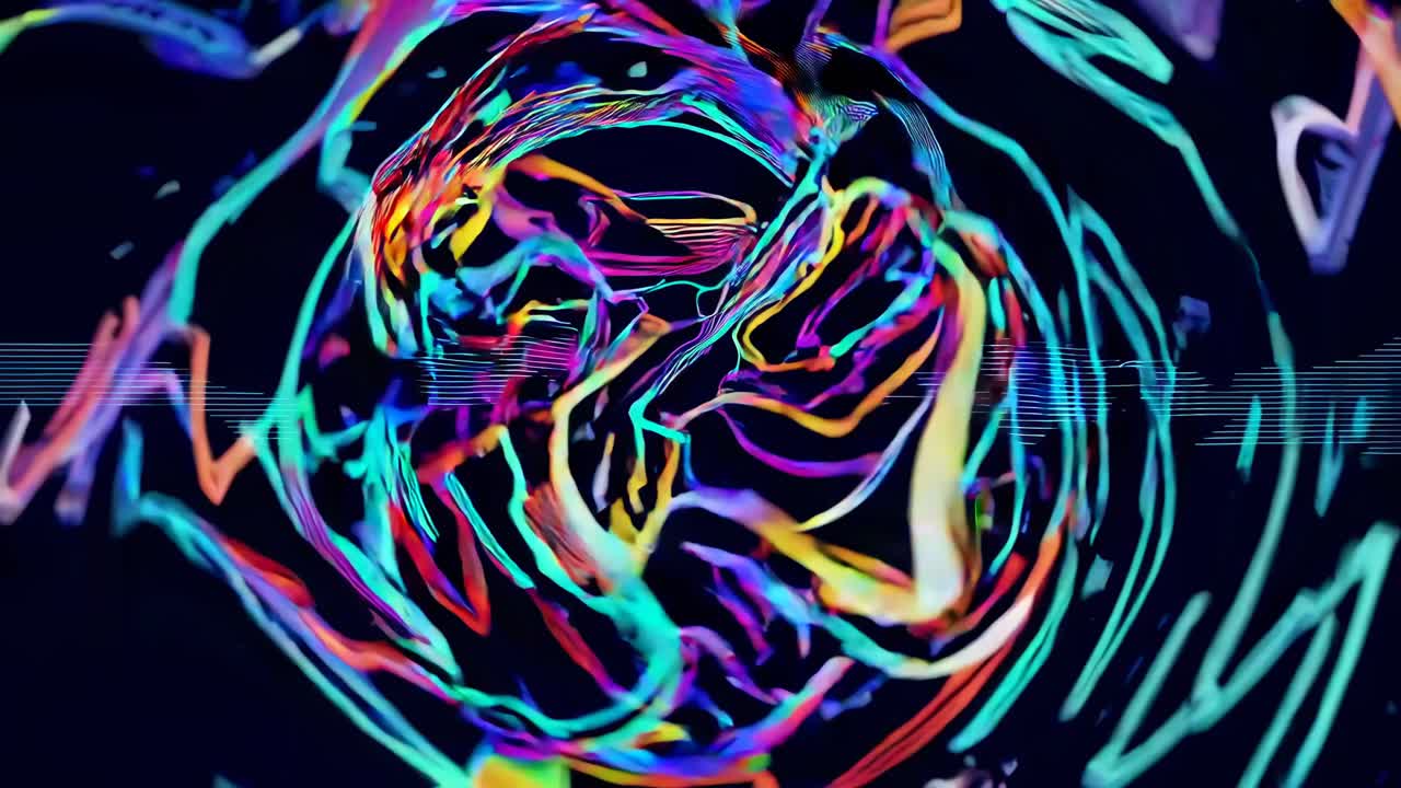 Abstract Colorful Neon Twirls