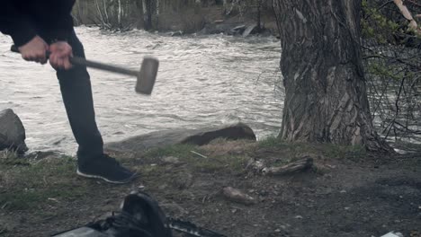 disposing of electronics outdoors by the river