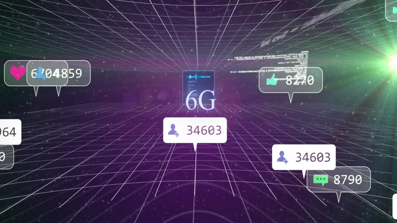 알림 바의 애니메이션, 지구, 6g 텍스트, 지구, 컴퓨터 언어 검은 바탕