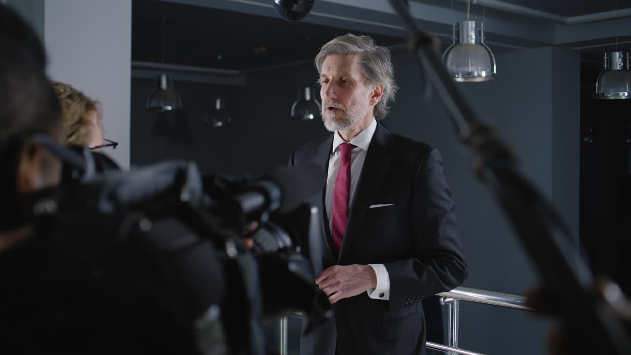 Businessman giving a press conference