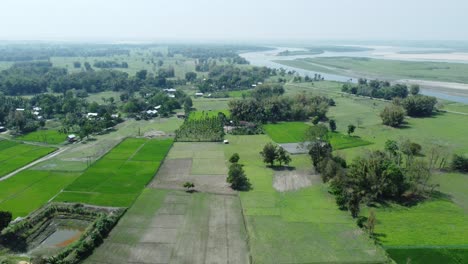 vista de avión no tripulado de la isla fluvial más grande de asia, la isla de majuli