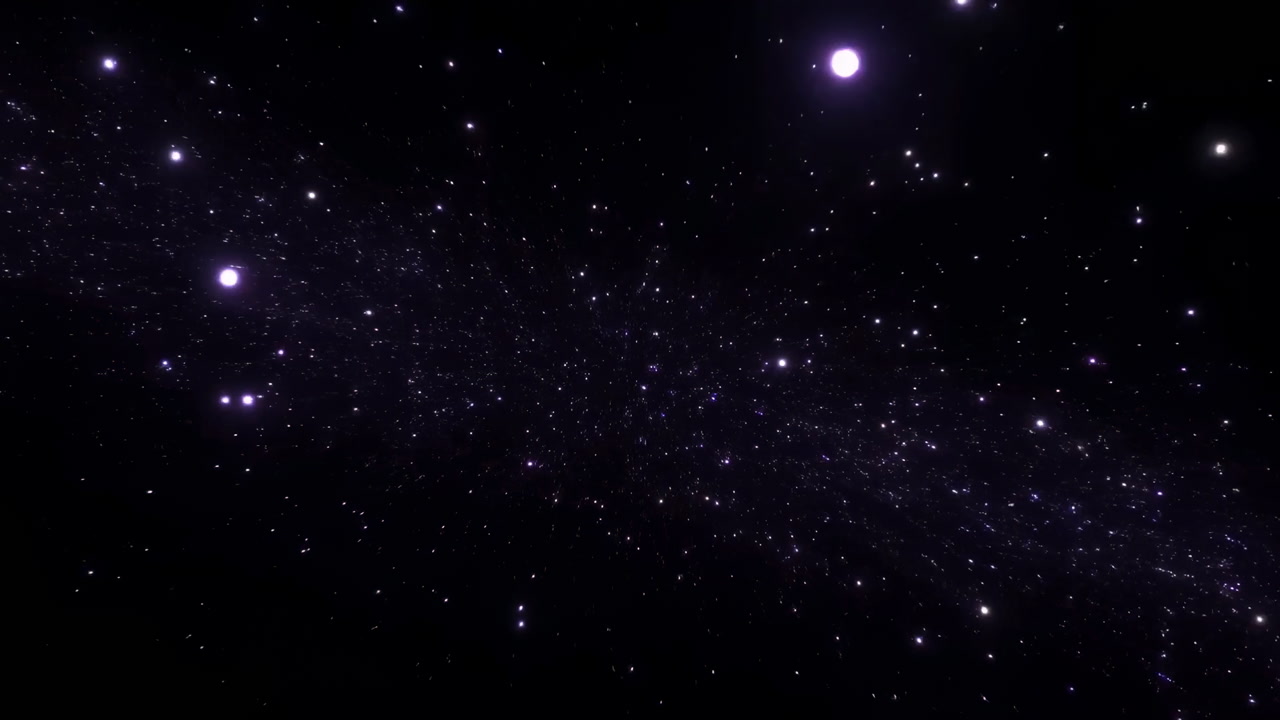 Dense Starfield With Purple Milky Way Sweep, Twinkling Stars And Cosmic Depth Across Dark Void, Slow Pan