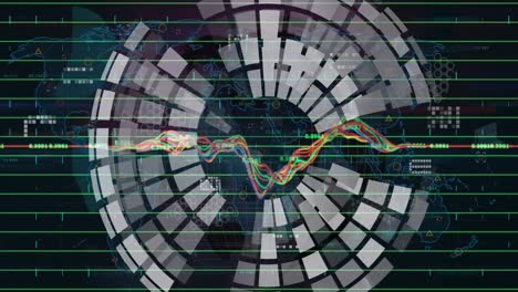 Animation-of-globe-and-graphs-on-black-background