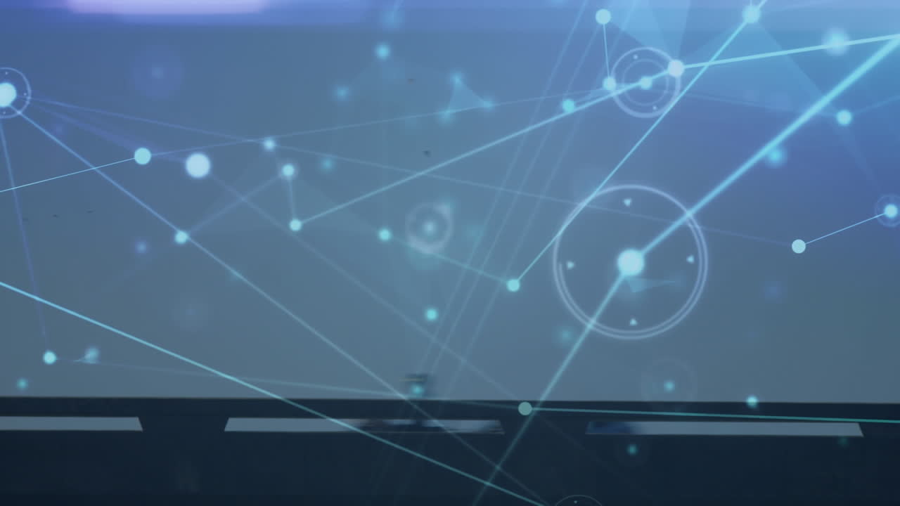 검은색 바탕에 도로에서 자동차와 연결의 네트워크의 애니메이션