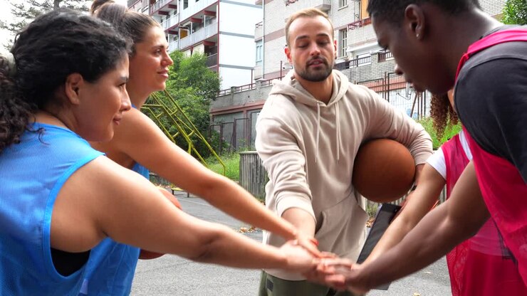 Basketball Team Meeting with Coach