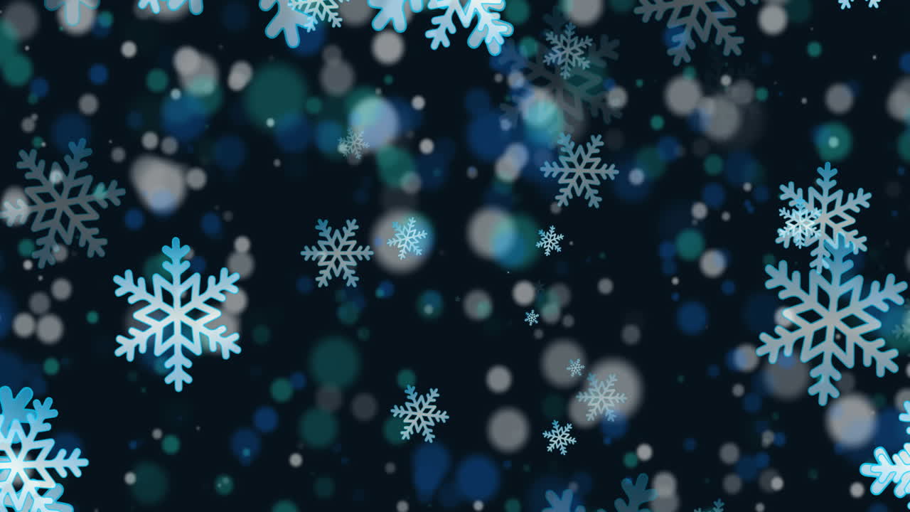 animación de la nieve de navidad cayendo sobre un fondo azul