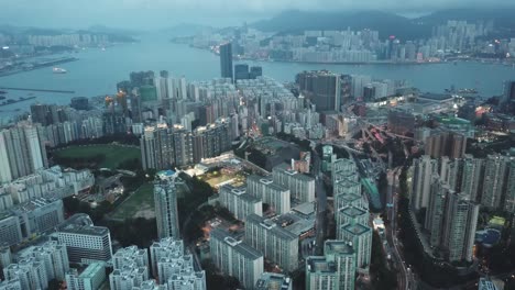 imagen aérea del distrito de kowloon en hong kong