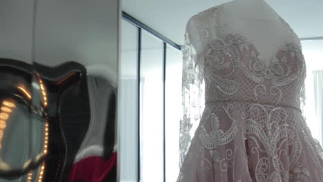 wedding dress on display