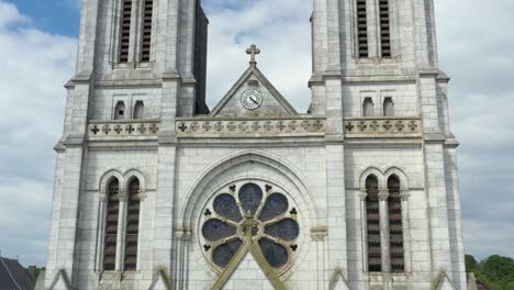 impressive stone church facade in france