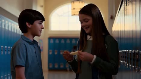 two children in school hallway