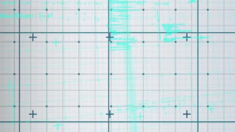 animation of data processing and computer circuit board over grid