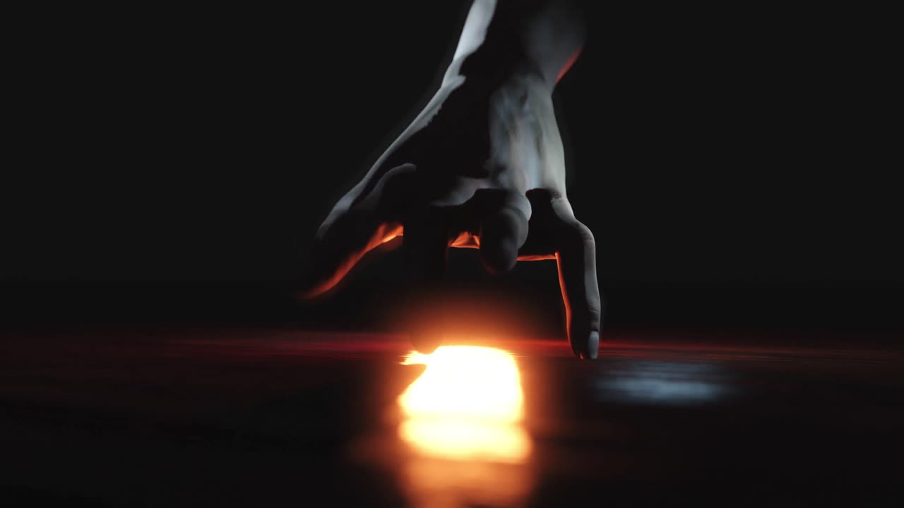 Animation of hand walking in dark space