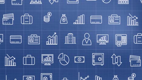 Animation-of-business-icons-and-data-processing-over-blue-background