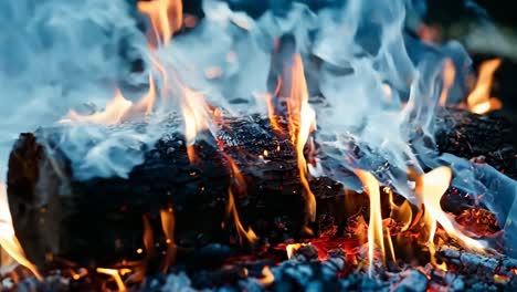 a close up of a fire burning in a campfire