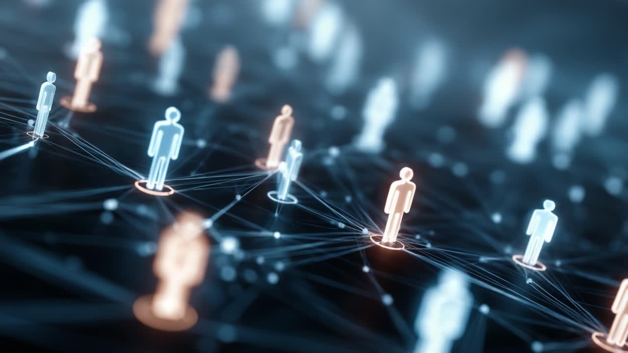 Exploring the Digital Nexus: A Close-Up View of Interconnected Figures Representing Human Connections in a Networked World