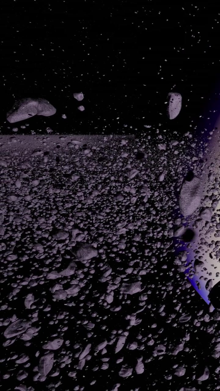 Campo di asteroidi danza attorno a un pianeta distante nel vasto cosmo
