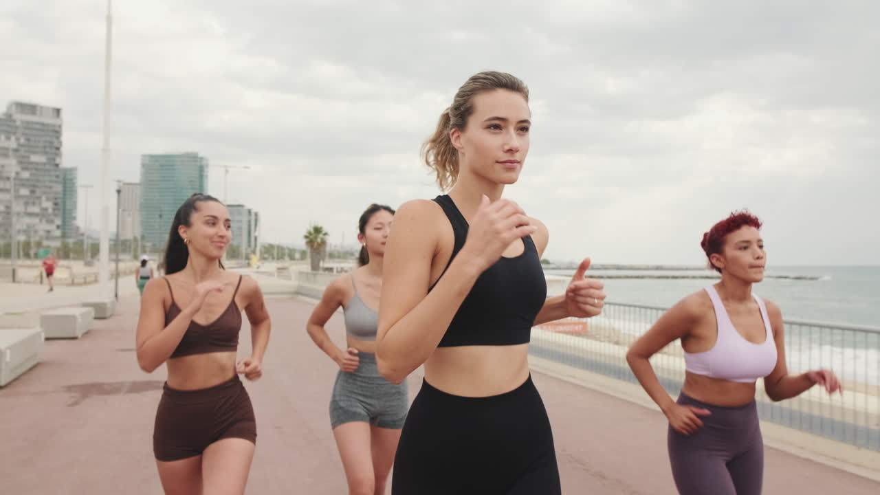 Women Jogging by the Beach