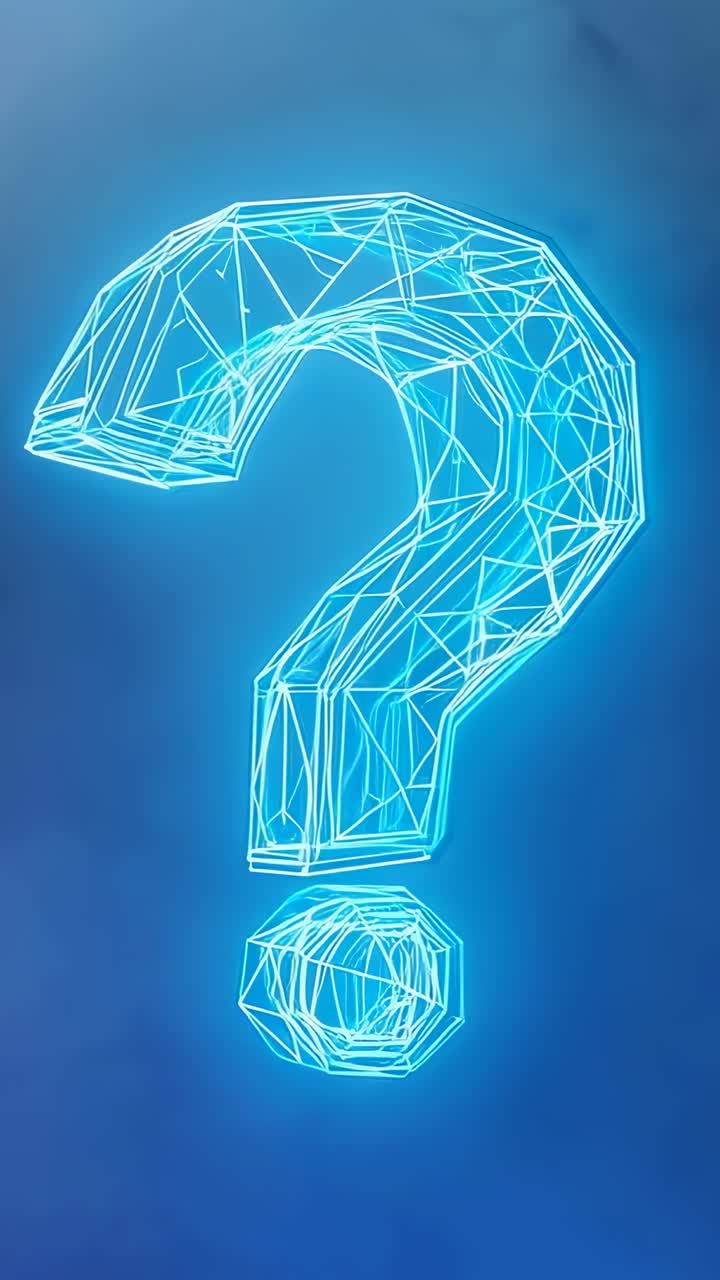 Vertical video: Looping neon wire question-mark rotating pulsing easing ...