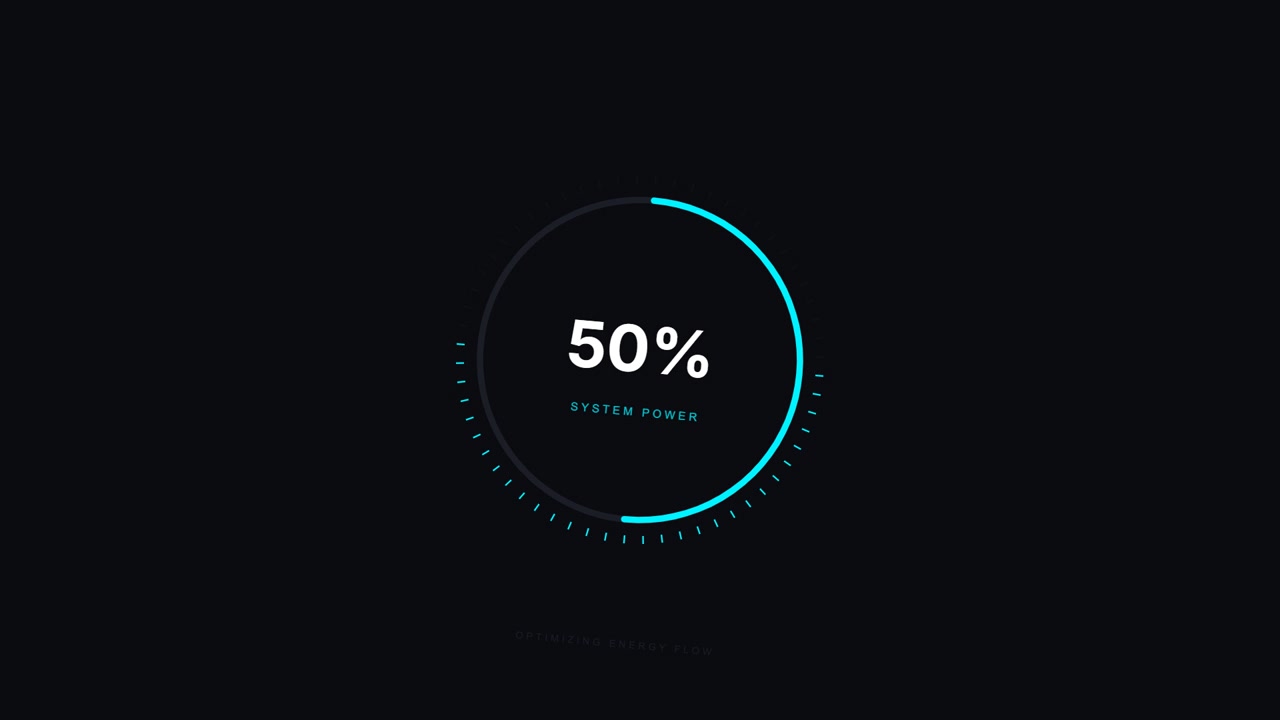Cerchio di caricamento digitale che mostra la percentuale di energia del sistema