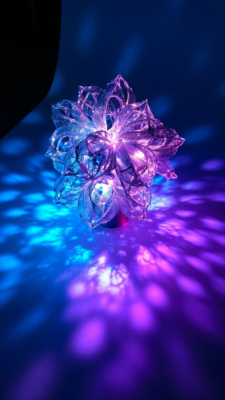 Vibrant Pink and Blue Lotus Lamp with Light Patterns