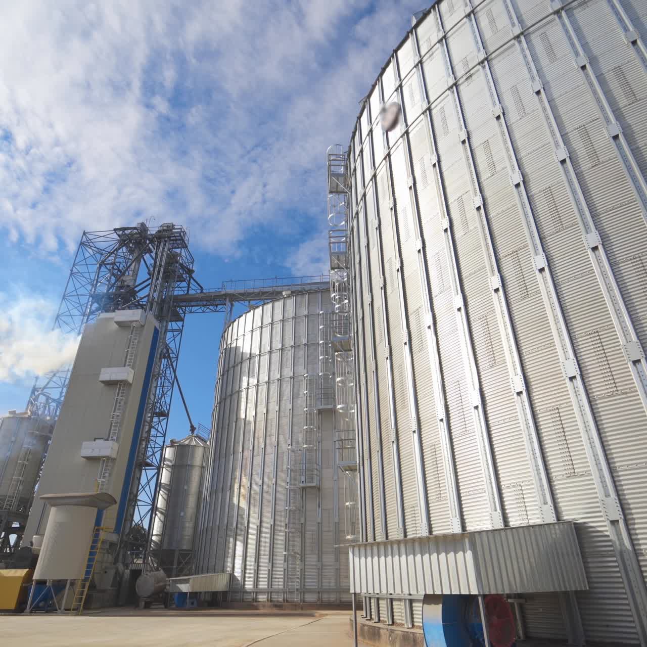 Metal grain elevator. Grain warehouse
