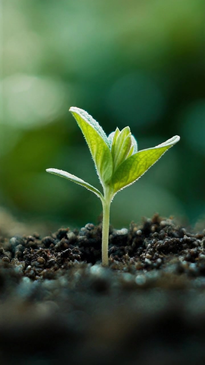 Piccola piantina verde che cresce in terreno fertile