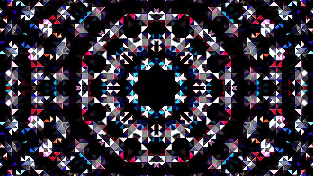 hermoso caleidoscopio abstracto que brilla, una luz radiante que regula los movimientos sutiles