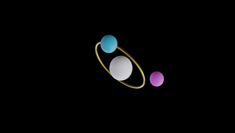 animation of 3d multicoloured spheres on black background