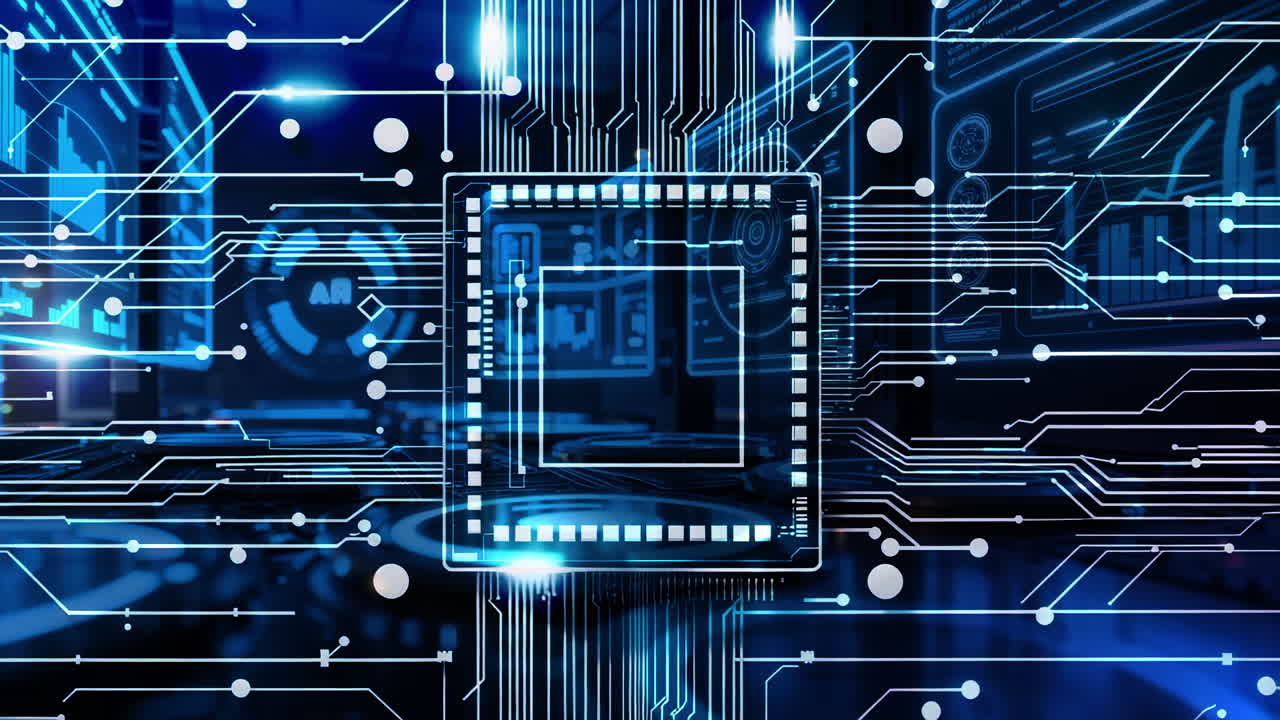 Digital Circuit Board with Central Processor and Data Flow