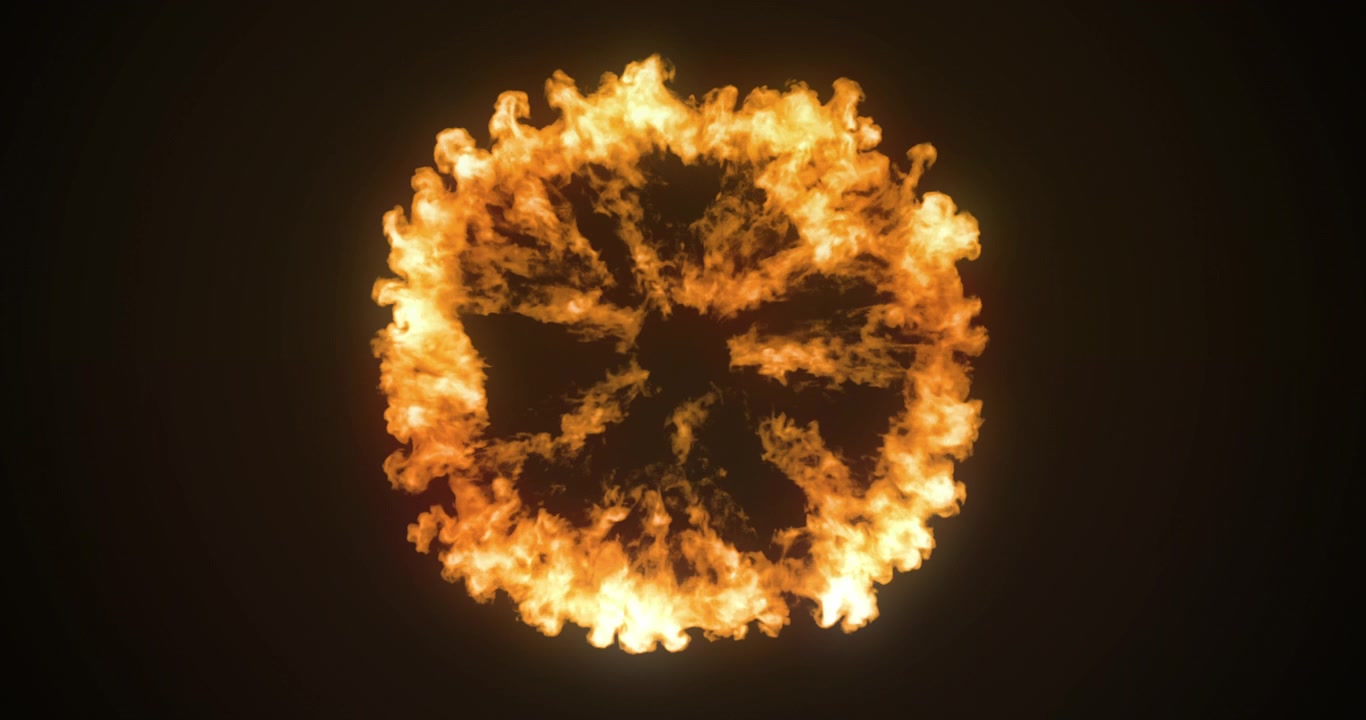 Digital animation of fire burst exploding 4k