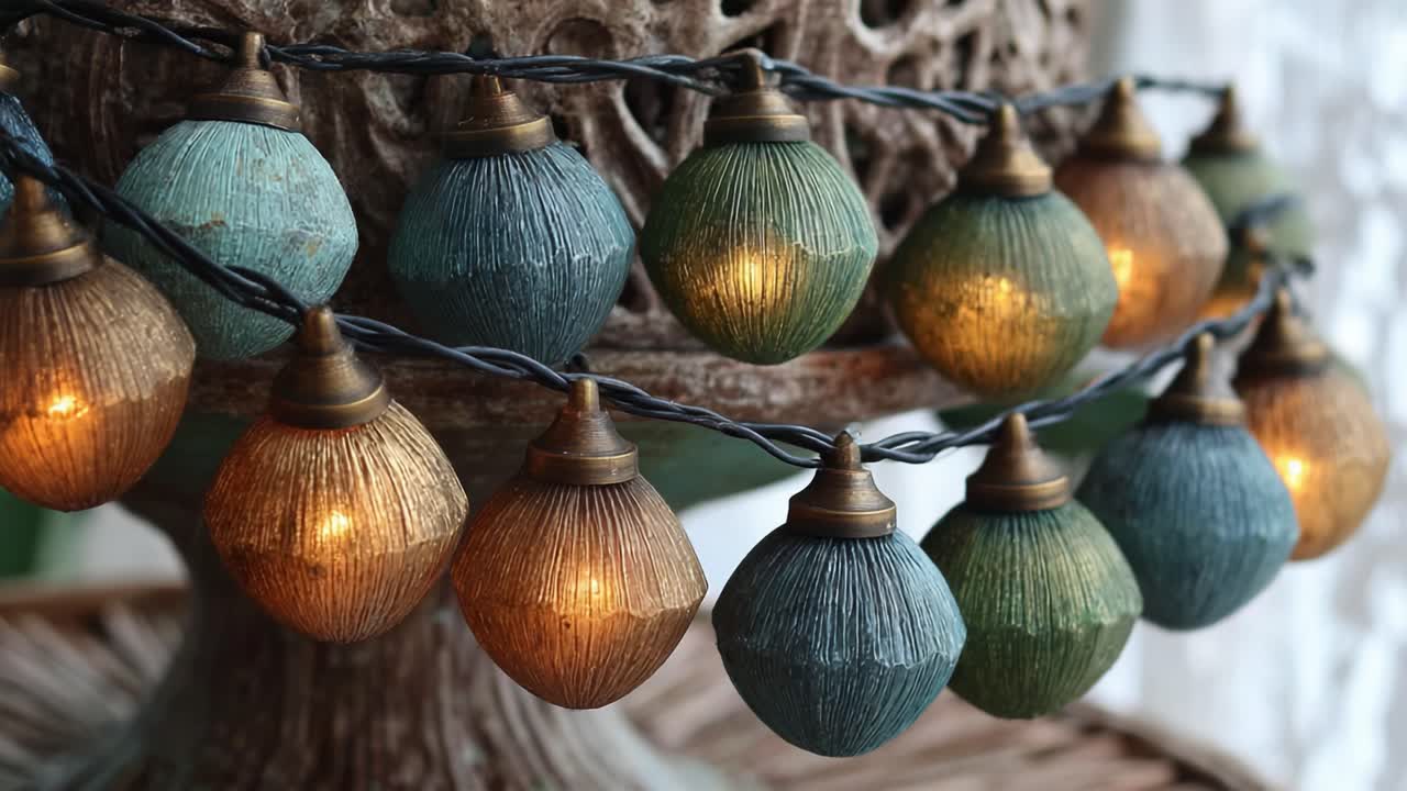 Beautifully Crafted Decorative Lights with a Vintage Touch, Illuminating a Cozy Setting with Warm Hues and Unique Textures, Perfect for Enhancing Ambiance