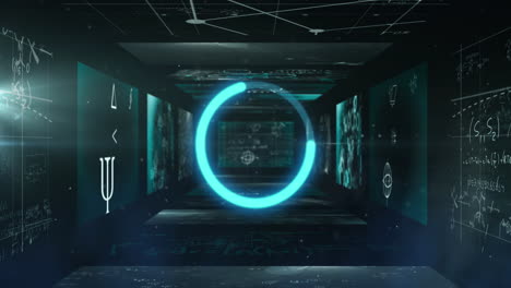 animation der scanning-datenverarbeitung über bildschirme im hintergrund
