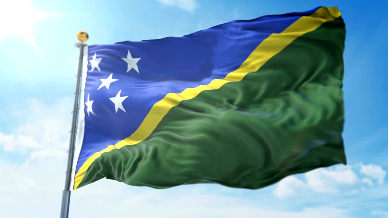 솔로몬 제도 발의 3d 렌더링 영상: 아름다운 섬유 옷의 줄이 흔들리고 있습니다.