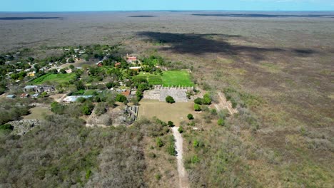 aerial view of mayan ruins at ake yucatan mexico