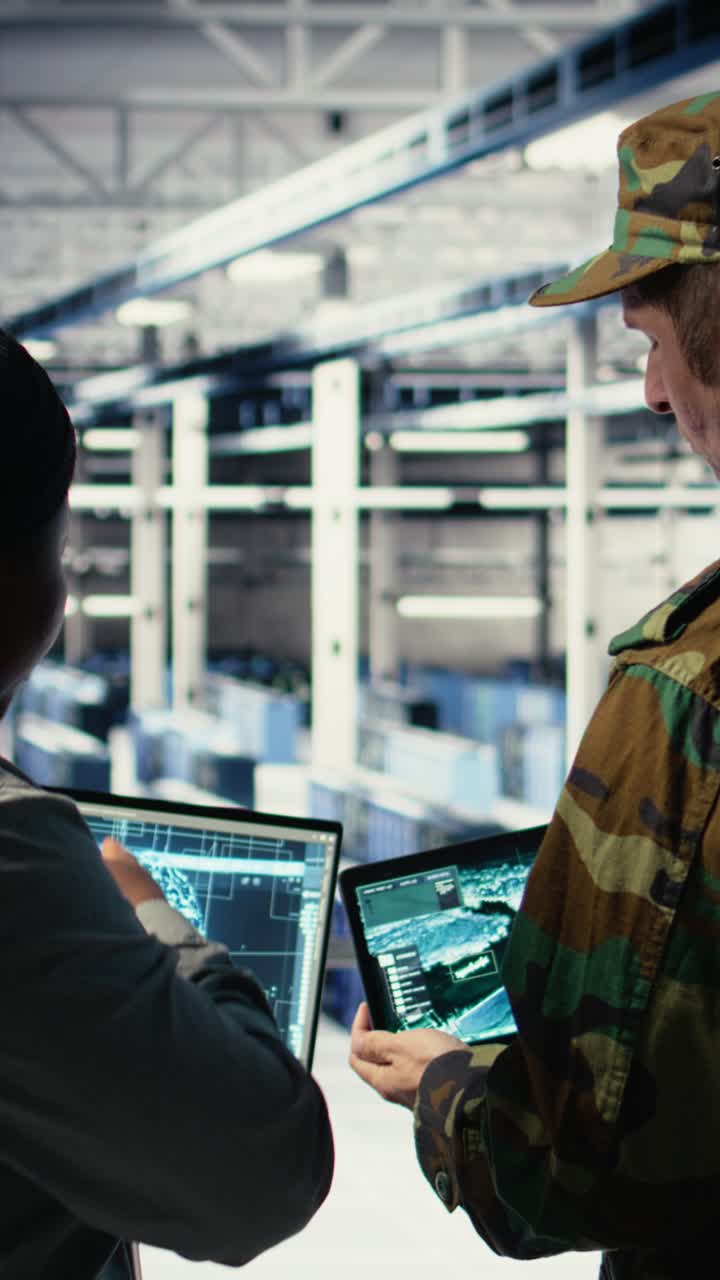 Vertical Video Army Commander And Software Developer In Data Center Use Ai Radar System