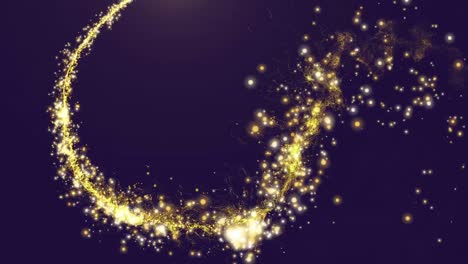 animación de estrella fugaz dorada moviéndose contra el espacio de copia en fondo azul