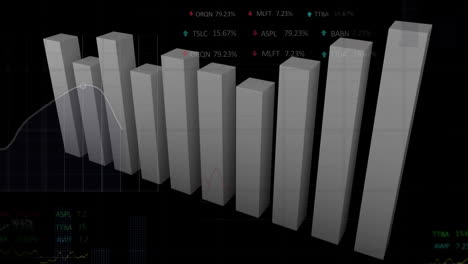 animation of financial data processing over black background