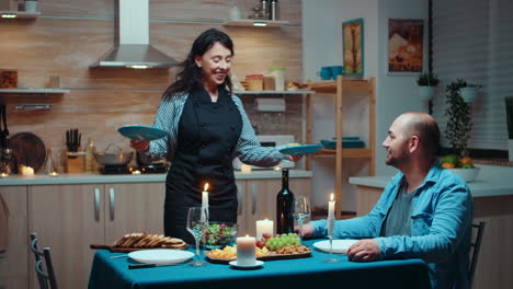 woman preparing festive dinner