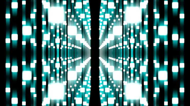 Abstract Geometric Square box dot blue color glowing pattern background zoom in moving, seamless looping animation 4K