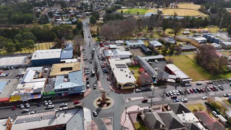 urban traffic and buildings in a residential australian town