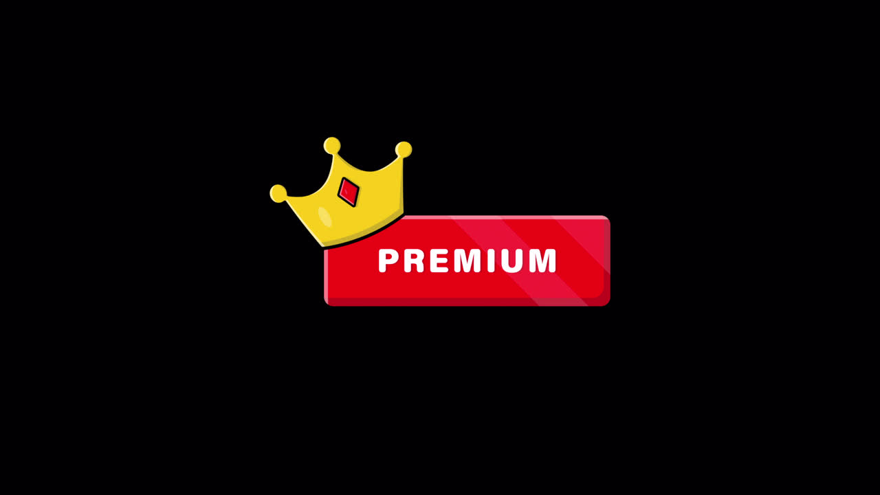 Pulsante Premium animato con corona dorata su sfondo nero