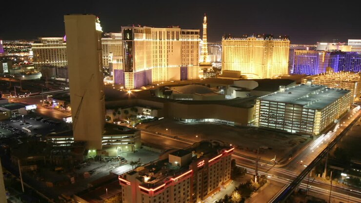 Lights illuminate the city of Las Vegas at night