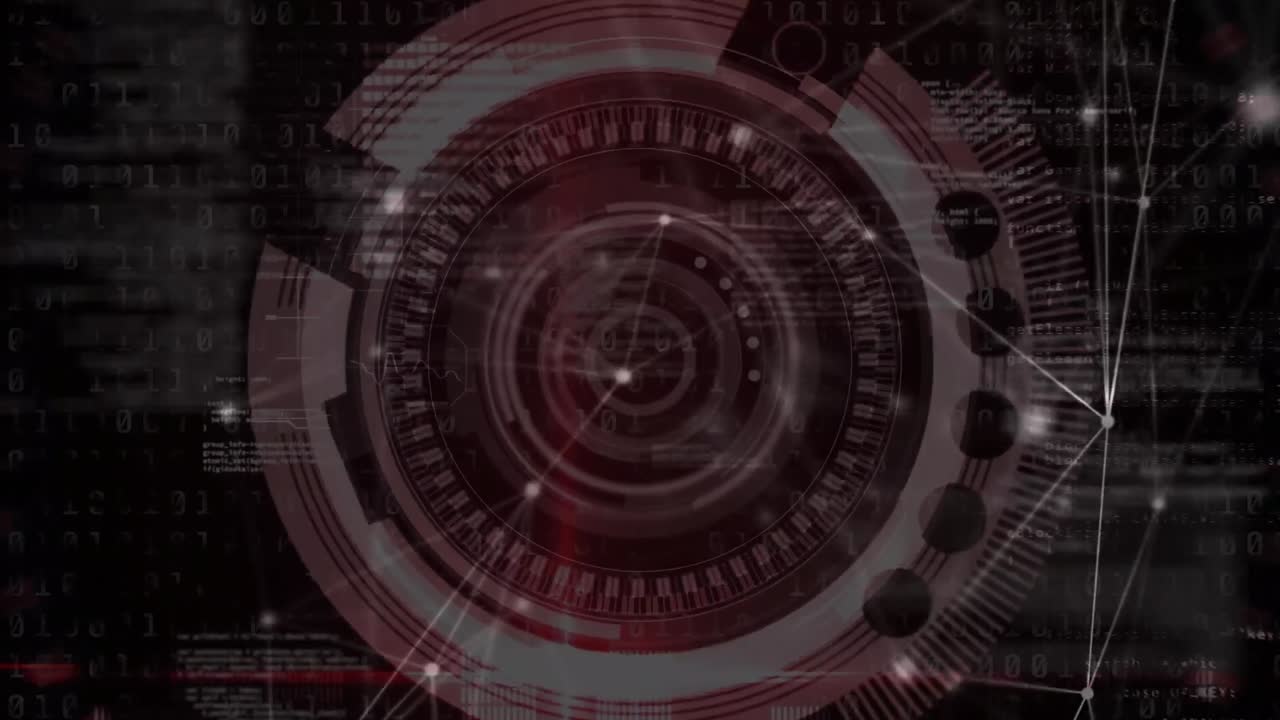 Animation af netværk af forbindelser med databehandling over omfangsscanning på sort baggrund