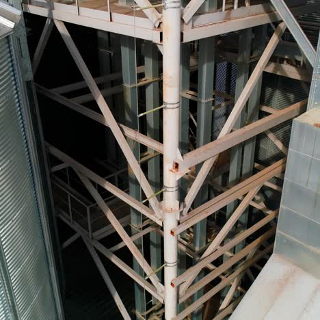 aerial top view of grain elevator. metal elevator in agriculture zone