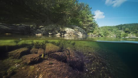 fjord sur et sous l'eau vue partagée