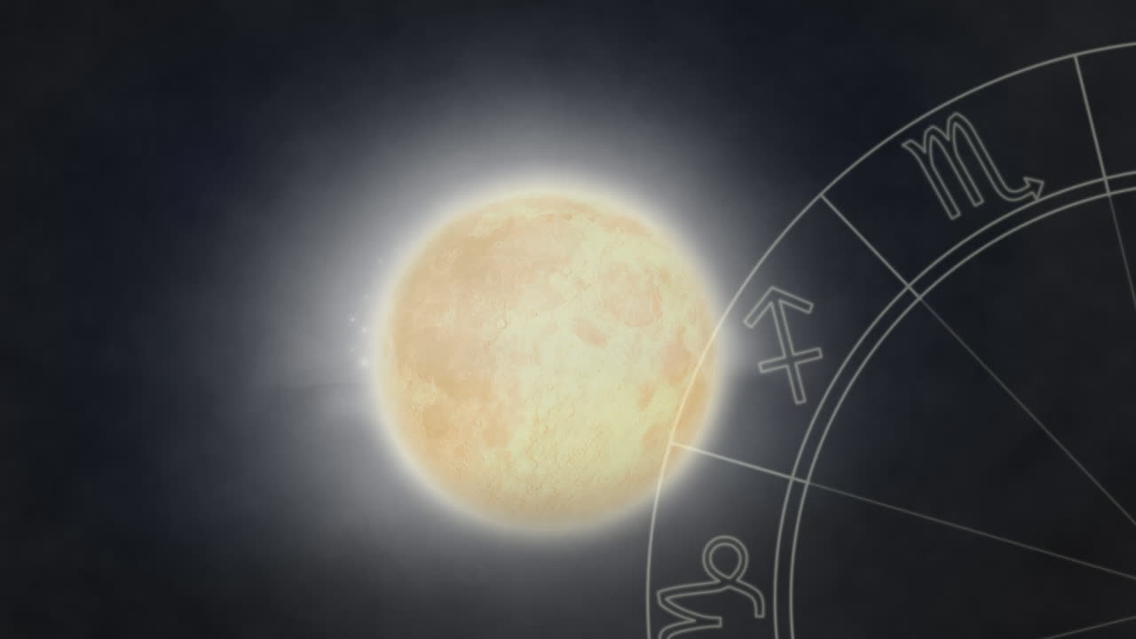 Moon and zodiac wheel | Premium Stock Video Footage