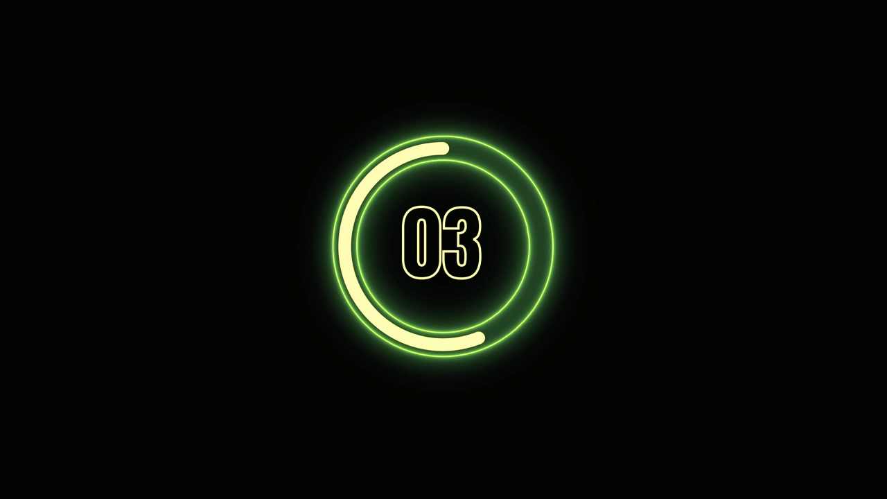 Neon Green Circular Countdown Timer on Black Background